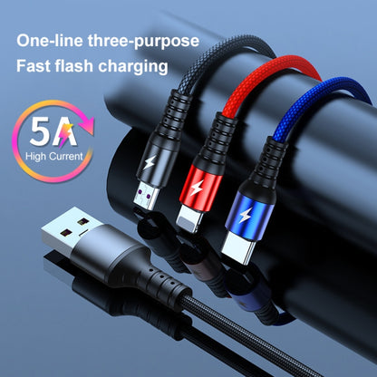K061 1.2m 5A 3 in 1 USB to 8 Pin + USB-C / Type-C + Micro USB Round Fast Charging Data Cable - Multifunction Cable by buy2fix | Online Shopping UK | buy2fix