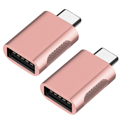 2 PCS SBT-158 USB-C / Type-C Male to USB 3.0 Female Zinc Alloy Adapter(Rose Gold) - Converter & Adapter by buy2fix | Online Shopping UK | buy2fix