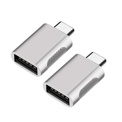 2 PCS SBT-158 USB-C / Type-C Male to USB 3.0 Female Zinc Alloy Adapter(Silver) - Converter & Adapter by buy2fix | Online Shopping UK | buy2fix