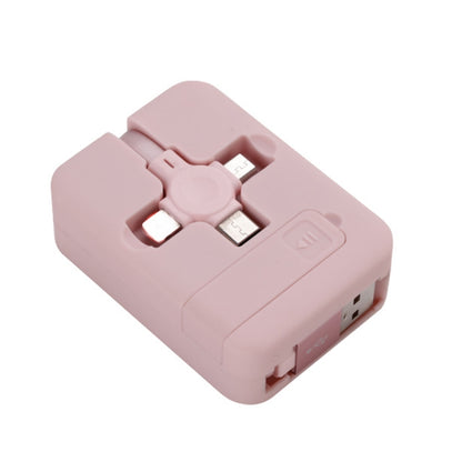 019-1 3 in 1 USB to 8 Pin + Micro USB + USB-C / Type-C Macaron Telescopic Data Cable with Storage Slot & Bracket, Cable Length: 1m (Pink) - Multifunction Cable by buy2fix | Online Shopping UK | buy2fix