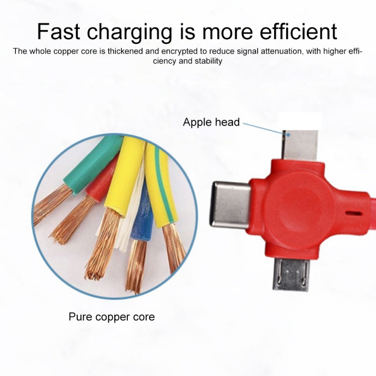 019-1 3 in 1 USB to 8 Pin + Micro USB + USB-C / Type-C Macaron Telescopic Data Cable with Storage Slot & Bracket, Cable Length: 1m (Red) - Multifunction Cable by buy2fix | Online Shopping UK | buy2fix