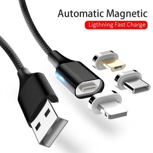 M11 3 in 1 3A USB to 8 Pin + Micro USB + USB-C / Type-C Nylon Braided Magnetic Data Cable, Cable Length: 1m (Blue) by buy2fix