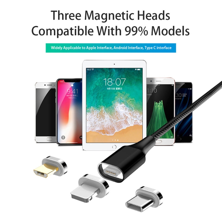 M11 3 in 1 5A USB to 8 Pin + Micro USB + USB-C / Type-C Nylon Braided Magnetic Data Cable, Cable Length: 2m (Silver) - Charging Cable & Head by buy2fix | Online Shopping UK | buy2fix