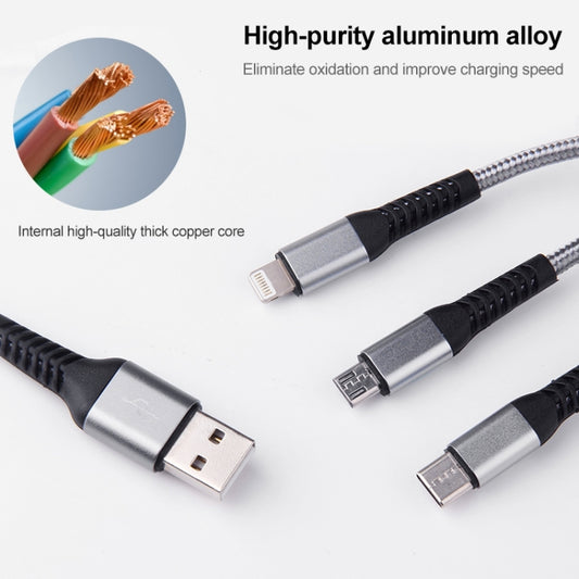 IVON CA39 2.4A Max 8 Pin + Type-C + Micro USB 3 in 1 Charging Cable, Length: 1.2m by IVON