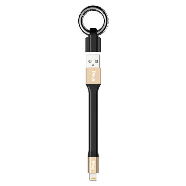 IVON CA90 2.4A USB to 8 Pin Portable Data Cable with Ring, Length: 14.5cm(Champagne Gold) - Normal Style Cable by IVON | Online Shopping UK | buy2fix