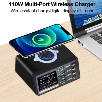 X9D 110W Multi-ports Smart Charger Station + Wireless Charger AC100-240V, UK Plug (Black) - Multifunction Charger by buy2fix | Online Shopping UK | buy2fix