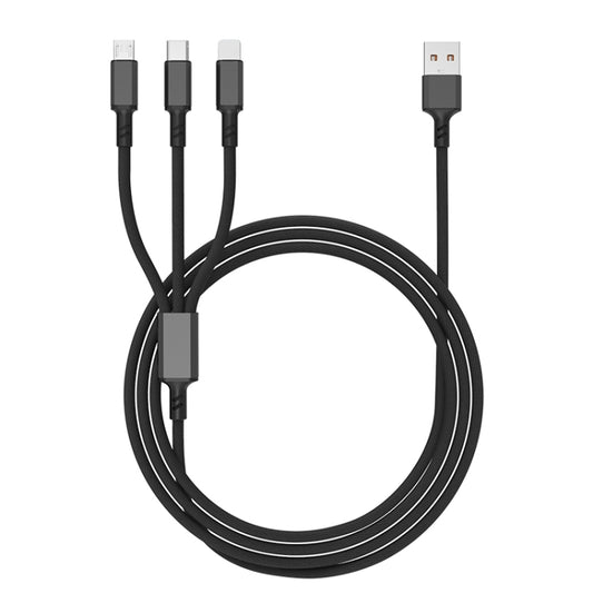 Braided 3A 3 in 1 USB to Type-C / 8 Pin / Micro USB Fast Charging Cable, Cable Length: 1.2m(Black) by buy2fix