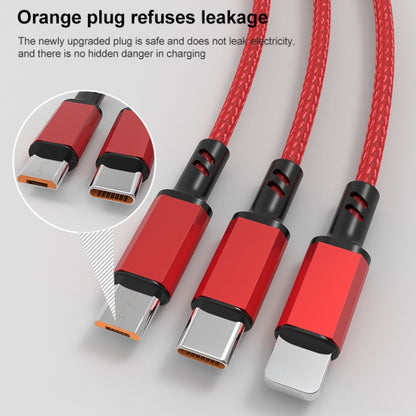 Orange Plug 3A 3 in 1 USB to Type-C / 8 Pin / Micro USB Fast Charging Cable, Cable Length: 1.2m(Black) - Multifunction Cable by buy2fix | Online Shopping UK | buy2fix