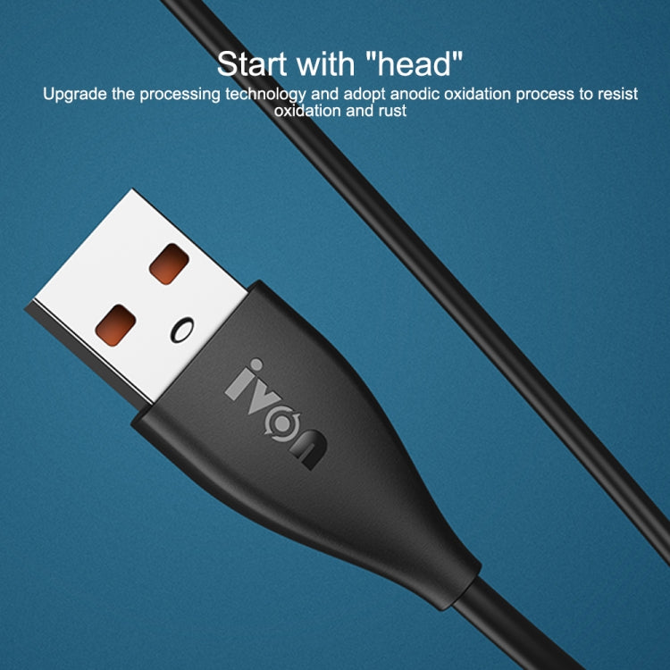 IVON CA87 USB to 8 Pin TPE Fast Charge Data Cable, Cable Length: 1m(Black) - Normal Style Cable by IVON | Online Shopping UK | buy2fix