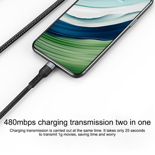 IVON CA88 12W 2.4A USB to USB-C / Type-C Nylon Braid Fast Charge Data Cable, Cable Length: 1m(Black) by IVON