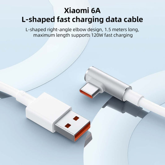 Original Xiaomi 6A USB to USB-C / Type-C 90 Degree Elbow Fast Charging Data Cable, Length: 1.5m by Xiaomi