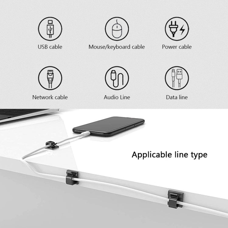 HG2392 50 PCS Desktop Data Cable Organizer Fixing Clip, Gum Type: Acrylic (Black) - Cable Organizer by buy2fix | Online Shopping UK | buy2fix