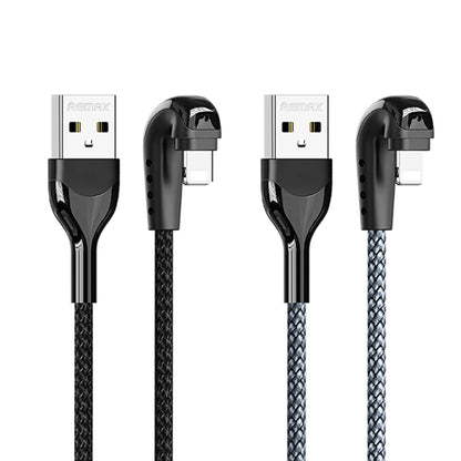 REMAX RC-177i Heymanba II 2.1A USB to 8 Pin 180 Degrees Elbow Zinc Alloy Braided Gaming Data Cable, Cable Length: 1m(Black) - Normal Style Cable by REMAX | Online Shopping UK | buy2fix