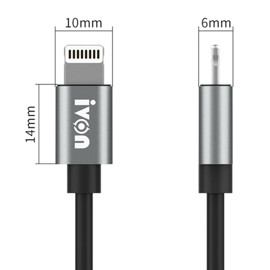 IVON CA73 2.4A 8 Pin Fast Charging Data Cable, Length: 2m(Black) by IVON