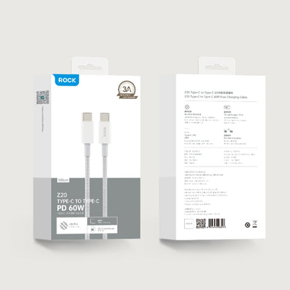 ROCK Z20 1m PD60W USB-C / Type-C to USB-C / Type-C Fast Charging Data Cable - USB-C & Type-C Cable by ROCK | Online Shopping UK | buy2fix