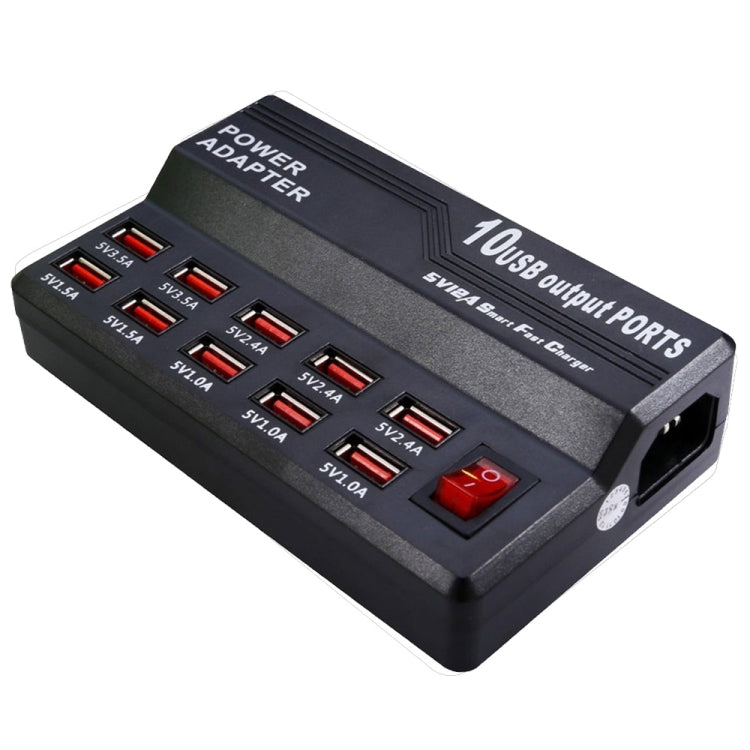 W-838 60W 10 Ports USB Fast Charging Dock Desktop Smart Charger AC100-240V, EU Plug - Multifunction Charger by buy2fix | Online Shopping UK | buy2fix