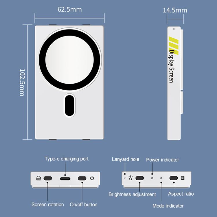 YELANGU TP01 Mobile Phone Selfie Wireless Same Screen Player Smartphone Magnetic Rear Selfie Monitor Screen (White) - Others Accessories by YELANGU | Online Shopping UK | buy2fix