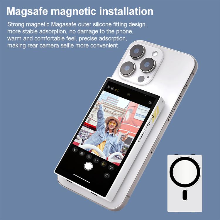 YELANGU TP01 Mobile Phone Selfie Wireless Same Screen Player Smartphone Magnetic Rear Selfie Monitor Screen (White) - Others Accessories by YELANGU | Online Shopping UK | buy2fix
