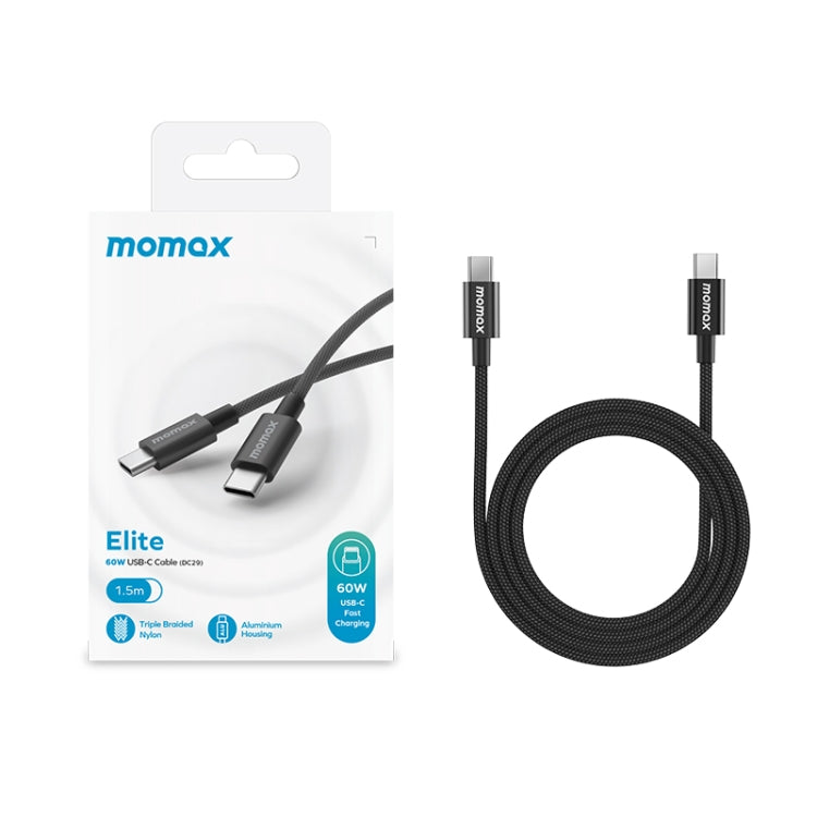 MOMAX DC30 1.5m USB-C / Type-C to USB-C / Type-C 60W Braided Data Sync Charge Cable (Titanium Color) - USB-C & Type-C Cable by MOMAX | Online Shopping UK | buy2fix