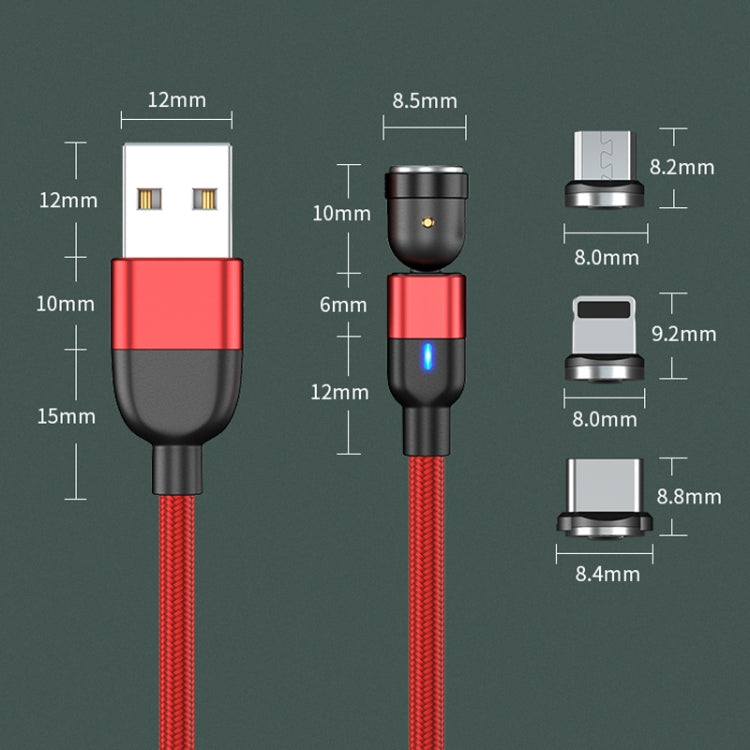 1m 3A Output 3 in 1 USB to 8 Pin + USB-C / Type-C + Micro USB 540 Degree Rotating Magnetic Data Sync Charging Cable(Red) - Charging Cable & Head by buy2fix | Online Shopping UK | buy2fix