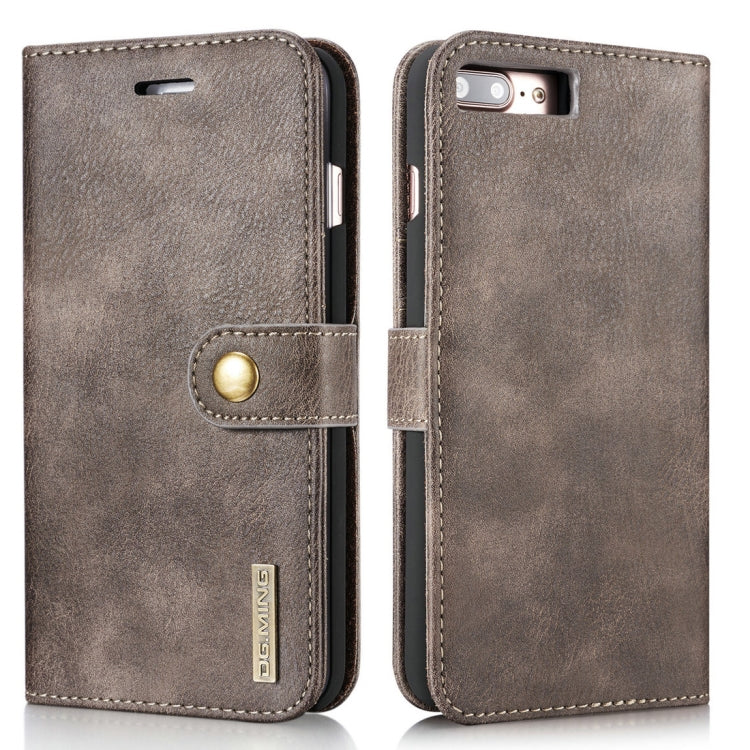 DG.MING for iPhone 8 Plus & iPhone 7 Plus Crazy Horse Texture Horizontal Flip Detachable Magnetic Protective Case with Holder & Card Slots & Wallet(Grey) by DG.MING