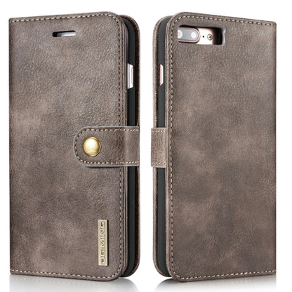 DG.MING for iPhone 8 Plus & iPhone 7 Plus Crazy Horse Texture Horizontal Flip Detachable Magnetic Protective Case with Holder & Card Slots & Wallet(Grey) by DG.MING