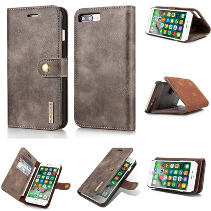 DG.MING for iPhone 8 Plus & iPhone 7 Plus Crazy Horse Texture Horizontal Flip Detachable Magnetic Protective Case with Holder & Card Slots & Wallet(Grey) by DG.MING