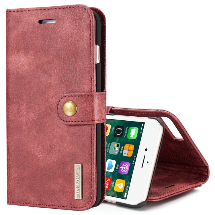 DG.MING for iPhone 8 Plus & iPhone 7 Plus Crazy Horse Texture Horizontal Flip Detachable Magnetic Protective Case with Holder & Card Slots & Wallet(Red) by DG.MING