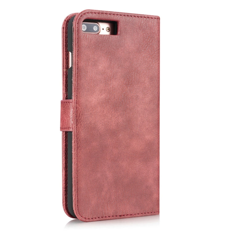 DG.MING for iPhone 8 Plus & iPhone 7 Plus Crazy Horse Texture Horizontal Flip Detachable Magnetic Protective Case with Holder & Card Slots & Wallet(Red) by DG.MING