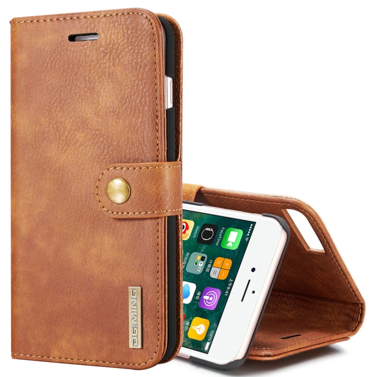 DG.MING for iPhone 8 Plus & iPhone 7 Plus Crazy Horse Texture Horizontal Flip Detachable Magnetic Protective Case with Holder & Card Slots & Wallet(Brown) by DG.MING