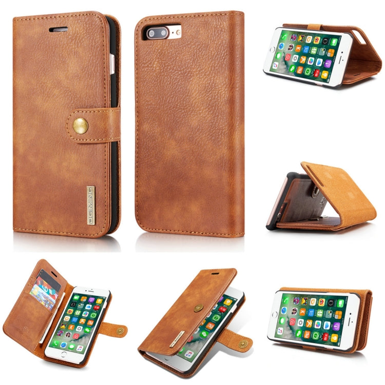 DG.MING for iPhone 8 Plus & iPhone 7 Plus Crazy Horse Texture Horizontal Flip Detachable Magnetic Protective Case with Holder & Card Slots & Wallet(Brown) by DG.MING