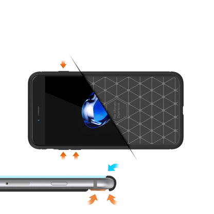 For iPhone 8 Plus Brushed Texture Fiber TPU Rugged Armor Protective Case(Dark Blue) by buy2fix