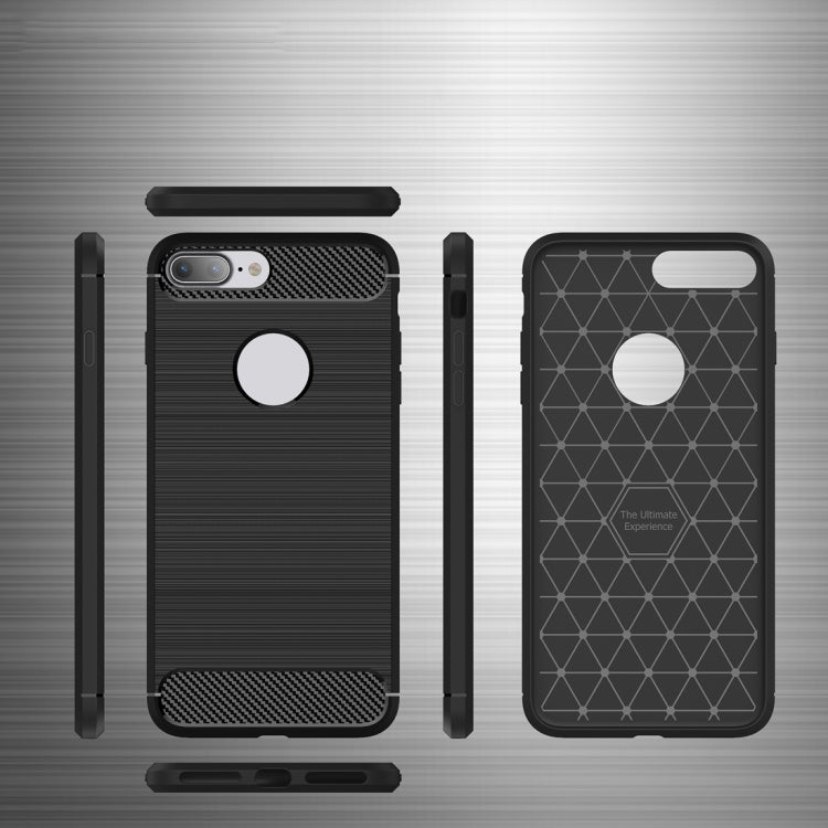 For iPhone 8 Plus Brushed Texture Fiber TPU Rugged Armor Protective Case(Dark Blue) by buy2fix
