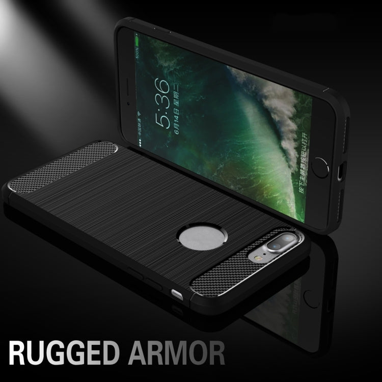 For iPhone 8 Plus Brushed Texture Fiber TPU Rugged Armor Protective Case(Dark Blue) by buy2fix
