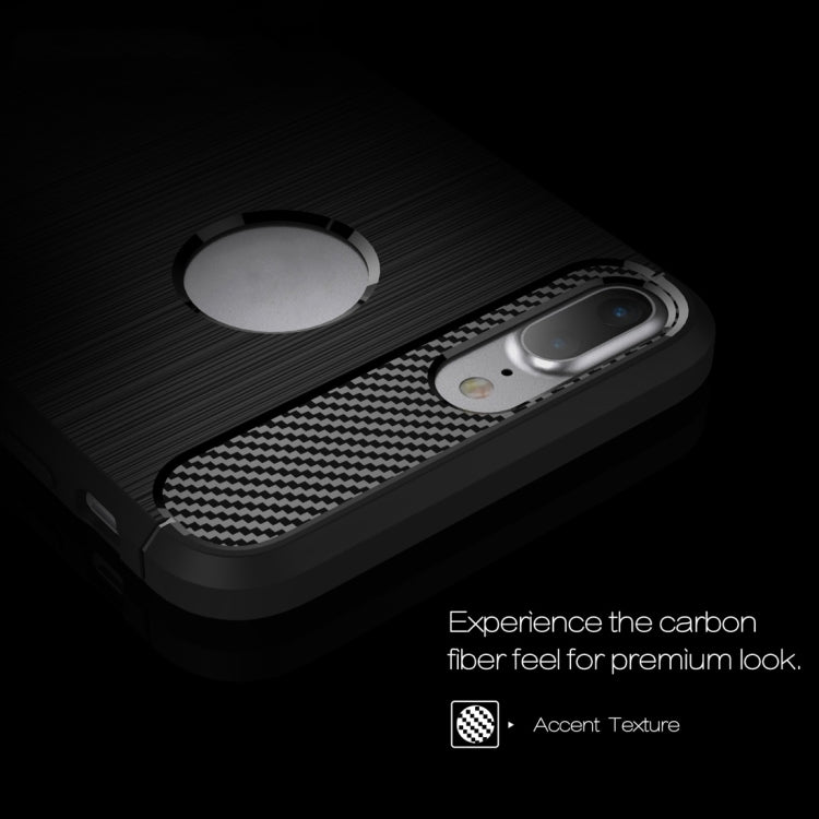 For iPhone 8 Plus Brushed Texture Fiber TPU Rugged Armor Protective Case(Dark Blue) by buy2fix