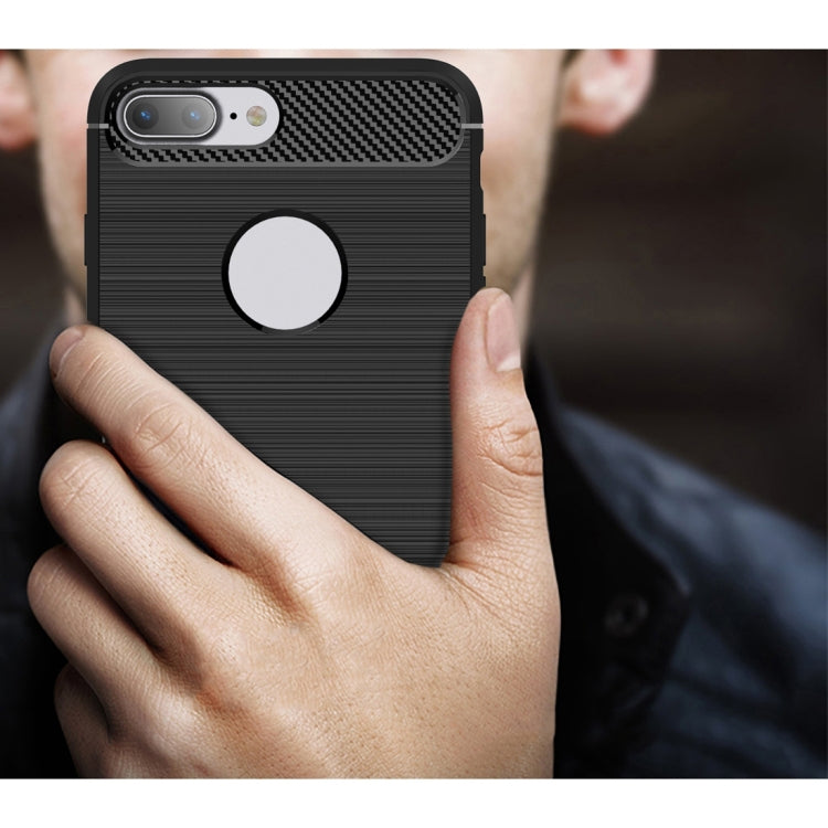 For iPhone 8 Plus Brushed Texture Fiber TPU Rugged Armor Protective Case(Dark Blue) by buy2fix