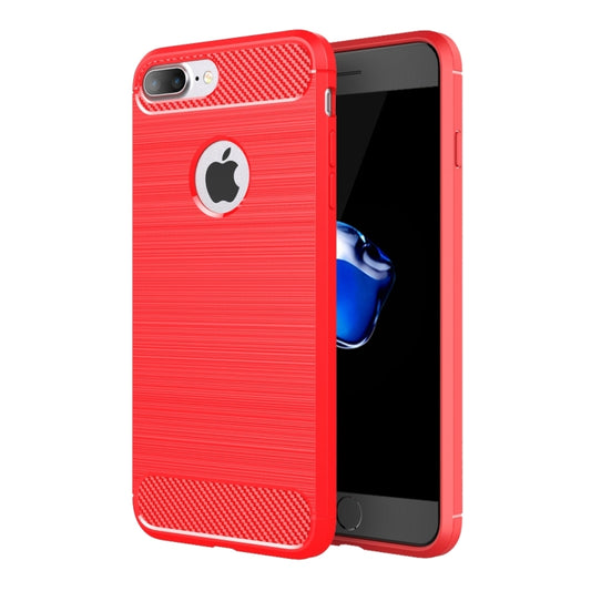 For iPhone 8 Plus Brushed Texture Fiber TPU Rugged Armor Protective Case(Red) by buy2fix