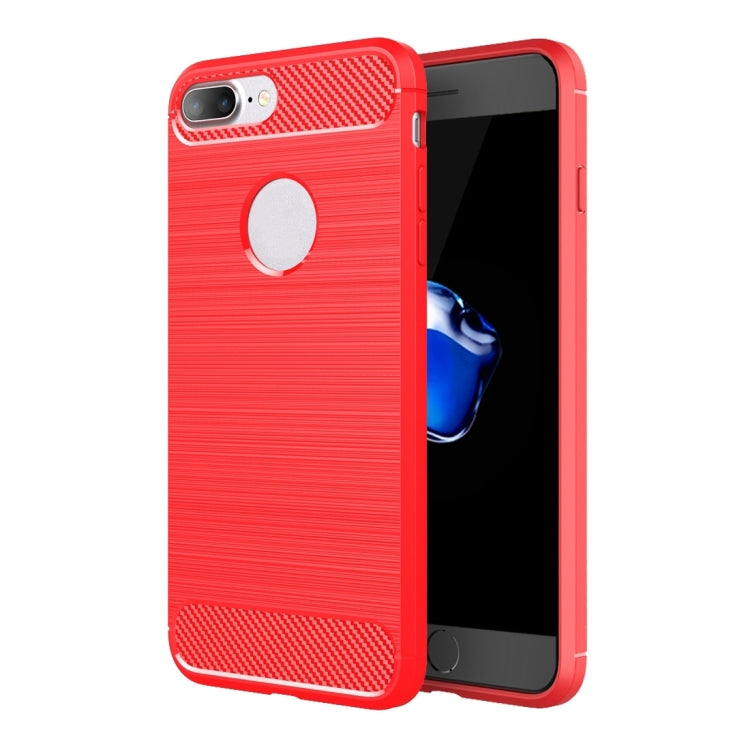For iPhone 8 Plus Brushed Texture Fiber TPU Rugged Armor Protective Case(Red) by buy2fix
