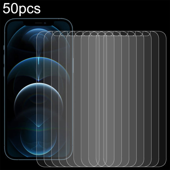 For iPhone 12 Pro Max 50pcs 0.26mm 9H 2.5D Tempered Glass Film (Slotted)