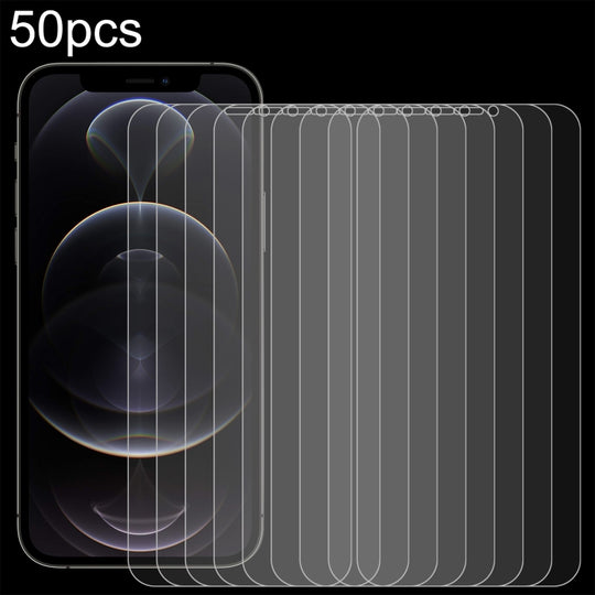 For iPhone 12 Pro Max 50pcs 0.26mm 9H 2.5D Tempered Glass Film (Open Hole)