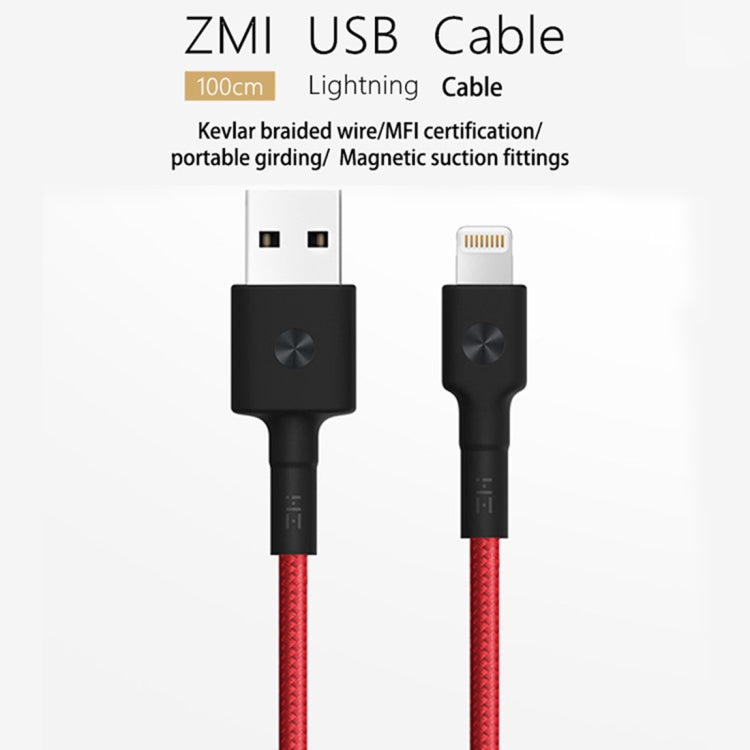 Original Xiaomi youpin ZMI MFI Certificated Braided 1m ZMI 8 Pin to USB Data Cable Charge Cord(Red) - MFI Cable by Xiaomi | Online Shopping UK | buy2fix