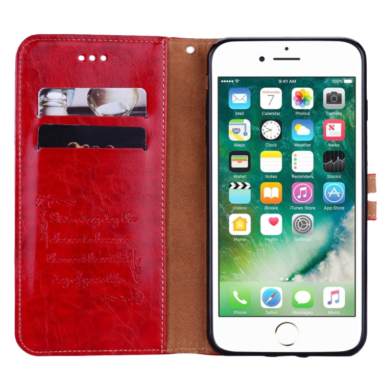 For iPhone 8 Plus & 7 Plus Business Style Oil Wax Texture Horizontal Flip Leather Case with Holder & Card Slots & Wallet (Red) - More iPhone Cases by buy2fix | Online Shopping UK | buy2fix