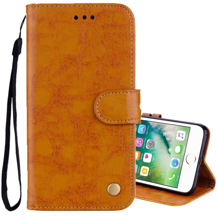 For iPhone 8 Plus & 7 Plus Business Style Oil Wax Texture Horizontal Flip Leather Case with Holder & Card Slots & Wallet (Yellow) by buy2fix
