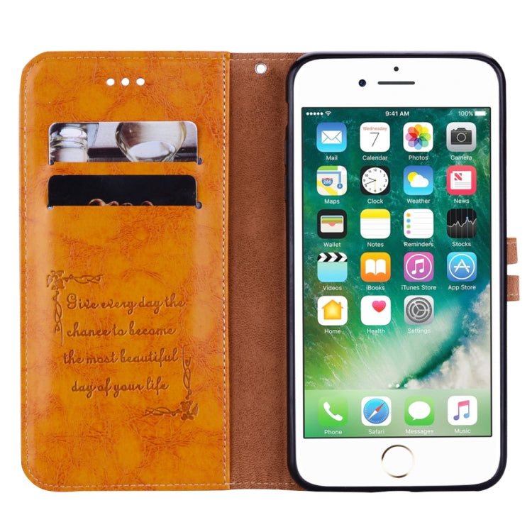 For iPhone 8 Plus & 7 Plus Business Style Oil Wax Texture Horizontal Flip Leather Case with Holder & Card Slots & Wallet (Yellow) by buy2fix