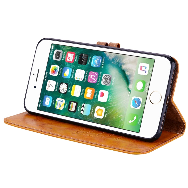 For iPhone 8 Plus & 7 Plus Business Style Oil Wax Texture Horizontal Flip Leather Case with Holder & Card Slots & Wallet (Yellow) by buy2fix