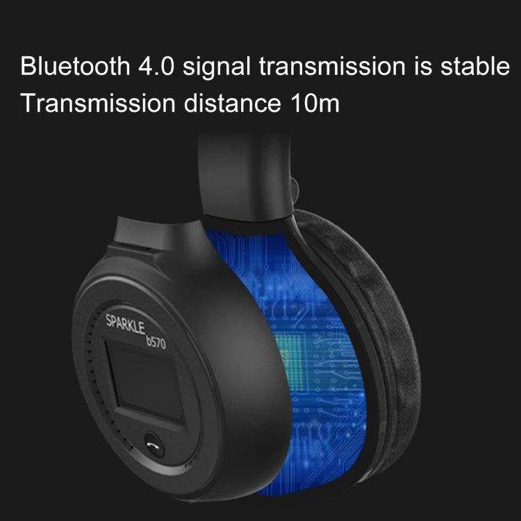ZEALOT B570 Stereo Wired Wireless Bluetooth Subwoofer Headset with LED Color Screen Design & HD Microphone & FM, For Mobile Phones & Tablets & Laptops, Support 32GB TF Card Maximum(Blue) - Headset & Headphone by ZEALOT | Online Shopping UK | buy2fix