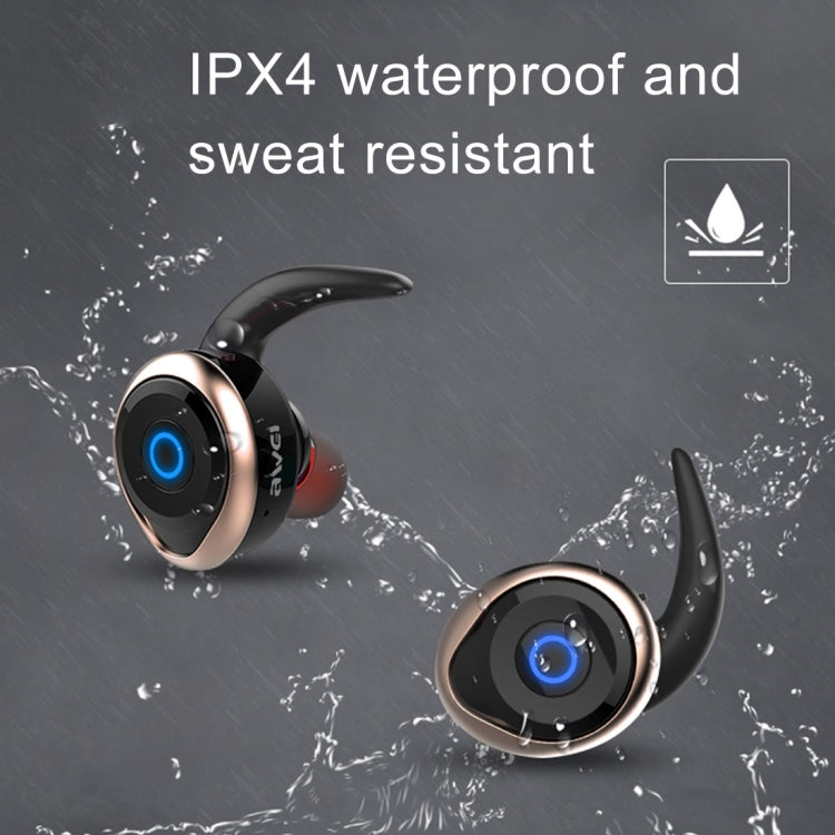 AWEI T1 Sports Headset IPX4 Waterproof Wireless Bluetooth V4.2 Stereo Earphone, Support TWS(Gold) - TWS Earphone by awei | Online Shopping UK | buy2fix