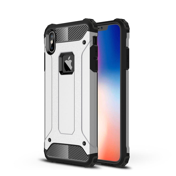 For iPhone XS Max TPU + PC Armor Combination Back Cover Case(Silver) by buy2fix
