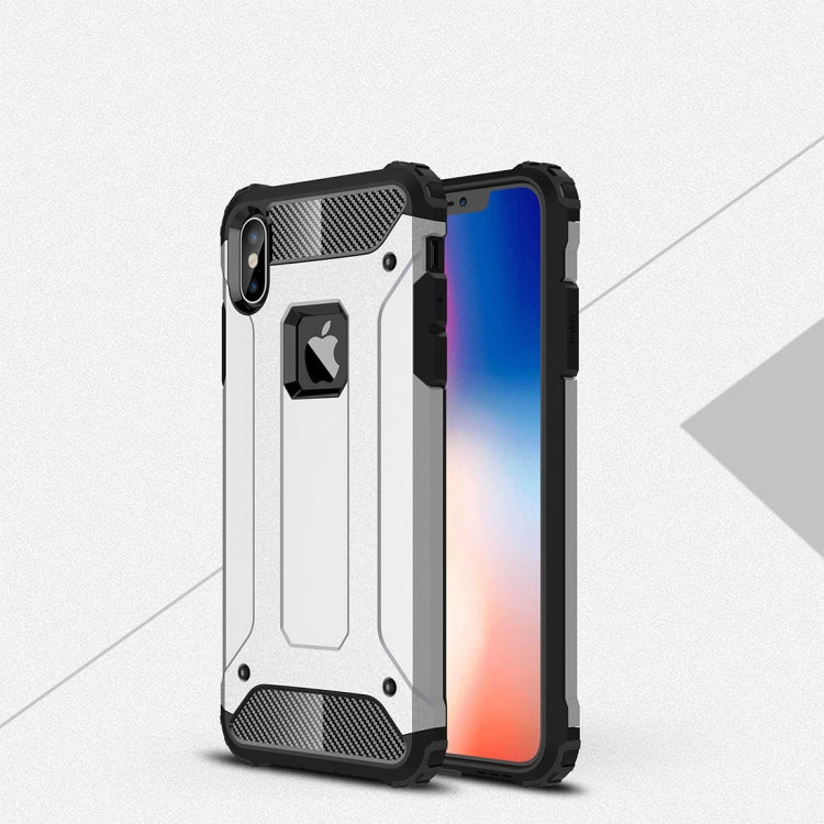 For iPhone XS Max TPU + PC Armor Combination Back Cover Case(Silver) by buy2fix