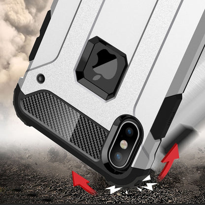 For iPhone XS Max TPU + PC Armor Combination Back Cover Case(Silver) by buy2fix